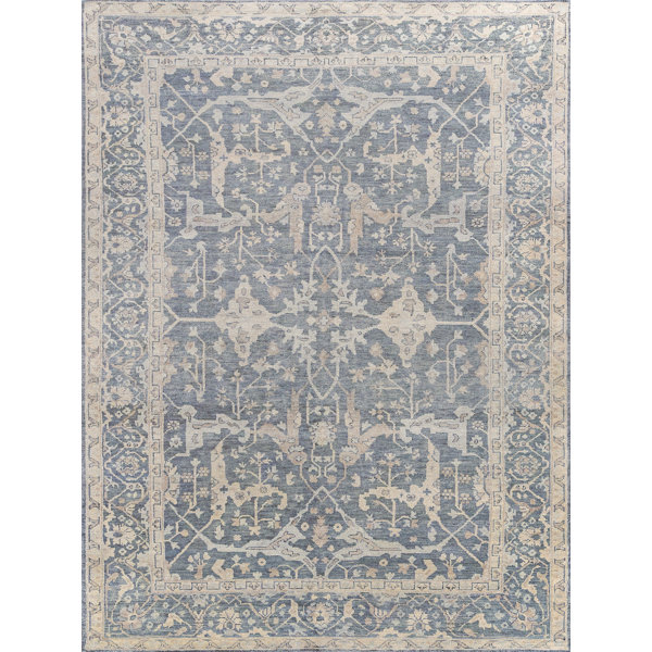 Exquisite Rugs Antique Weave Oushak Oriental Hand Knotted Wool Blue